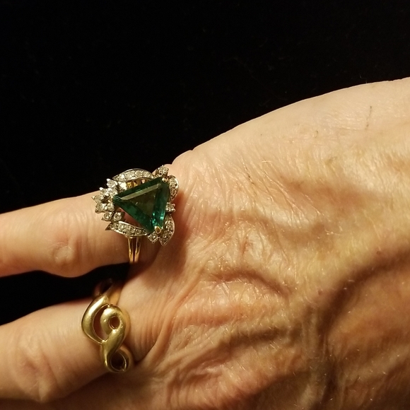 Vintage Art Deco Tourmaline 18k diamond ring - Picture 6 of 11